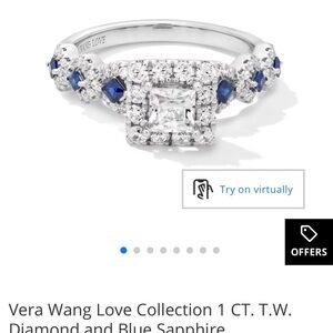 Vera Wang Diamond and Sapphire Ring in 14k White Gold